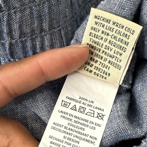 LL Bean 100% Linen Pull On Pants Size 20W Wide Leg Blue Travel Coastal Beachy - Picture 8 of 10